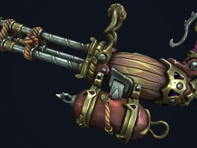 Fantasy pirate minigun Low-poly 3D model