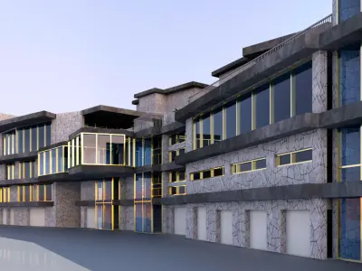 Revit renovated mixed use building as restaurant 2016 3D model