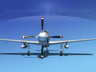 North American P-51B Mustang Bare Metal 3D model