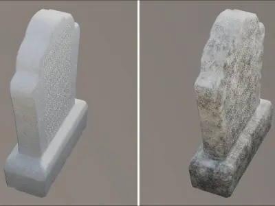 Old Dirty Tombstone concrete gravestone cemetery Low-poly 3D model