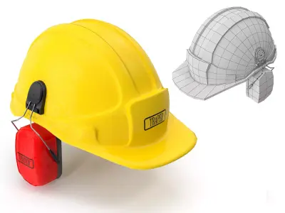 Safety Helmet with Ears Cover 3D model