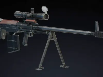 KSVK Sniper Low Poly Realistic Low-poly 3D model