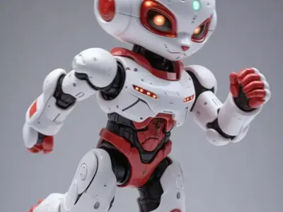 Cute Robot Bunny 3D Model Glowing Eyes Chibi Design Low-poly 3D model