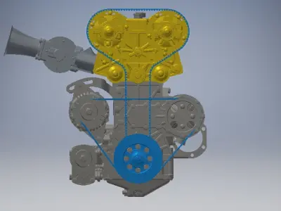 4 Cylinder Engine 3D model 3D model