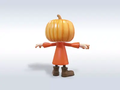 Cheerful Pumpkin Boy Halloween Character 3D model 7