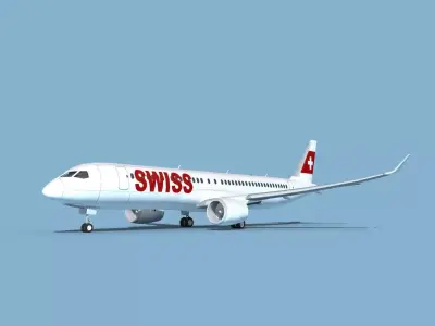 Airbus A220-300 Swissair 3D model