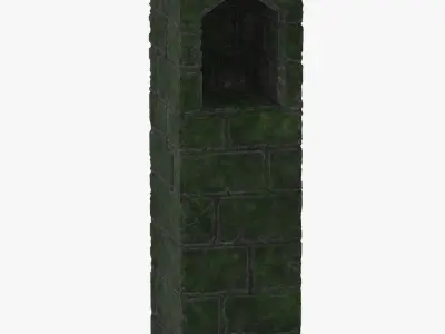 Column post with square base Low-poly 3D model