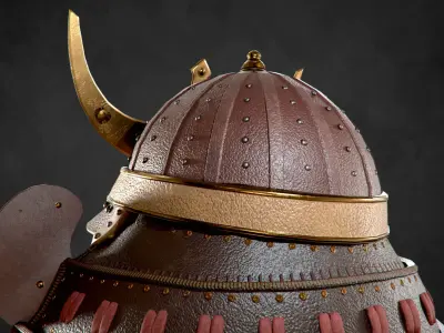 helmet samurai Low-poly 3D model