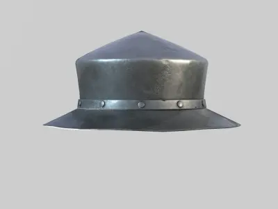 Medieval Kettle Helmet 03 Low-poly 3D model