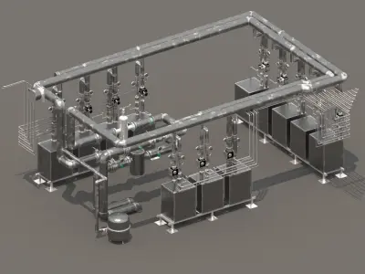 Industrial boiler room 3D model
