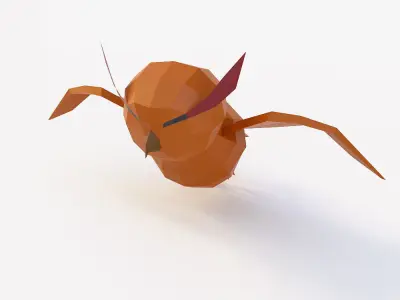 Owl 3d model orange flying in air Low-poly 3D model