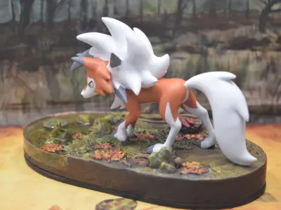 Dusk Lycanroc Diorama - 3D model -STL 3D model