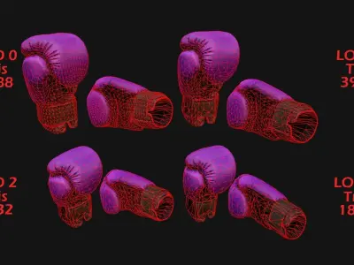 Boxing Gloves Purple Star Low-poly 3D model