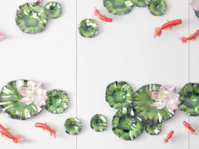 Wall Lotus Pendant Modern Goldfish 3D model