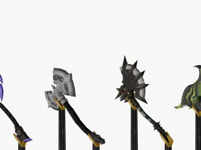 20 STYLIZED AXE MODELS PACK 1 - LOW POLY Low-poly 3D model