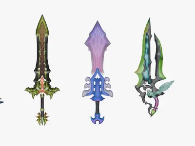 20 STYLIZED SWORD MODELS PACK 4 - LOW POLY Low-poly 3D model