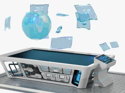 Holographic Panel with Space Battle Hologram 3D model