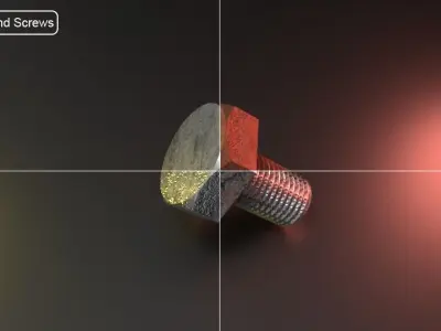 Nut Bolt and Screw Low-poly 3D model