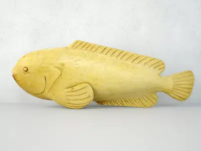 Hand Carved Wood Dolphin Fish 3D model