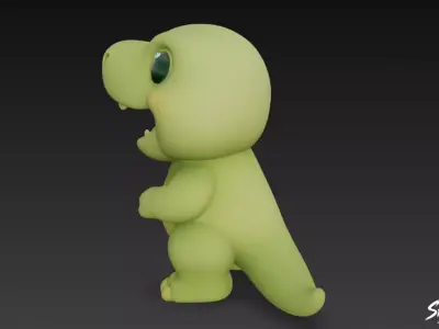 Cartoon Plush Tyrannosaurus Low-poly 3D model