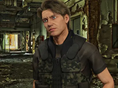 Zombie Hunter full rigged - game ready - animated Low-poly 3D model