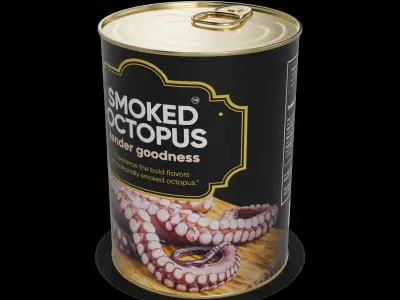 Smoked fish and seafood Smoked Octopus 3D model