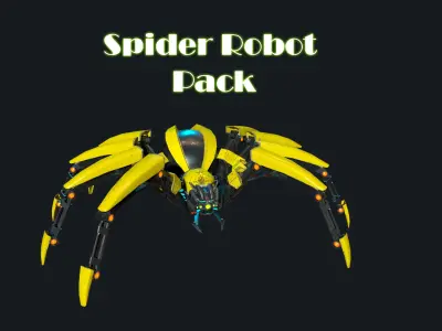 Spider Robot Pack Low-poly 3D model
