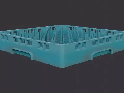 Blue plastic bar and kitchen dish rack Low-poly 3D model