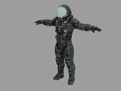 Futuristic Sci-Fi Armored Suit Character rigged and Animated 3D model