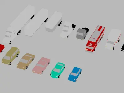 low poly toon cars pack vehicles 3d model Free low-poly 3D model