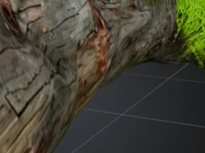 Moss-Covered Fallen Log 3D Model 3D model