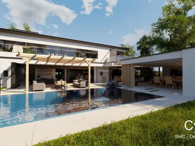 Modern villa 2021 Blender Eevee and Cycles 1 3D model