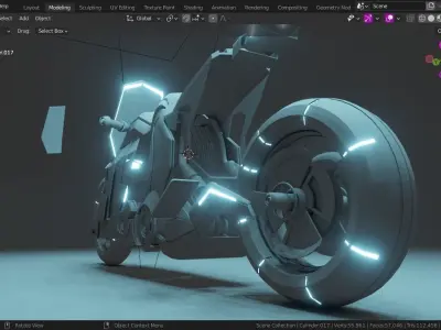 scifi power bike low poly Low-poly 3D model