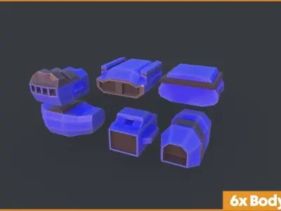 Modular SCI-FI Space ships Low-poly 3D model