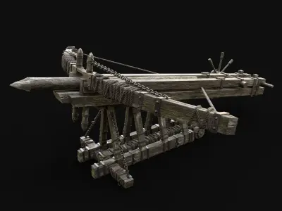BALLISTA WAR MACHINE MEDIEVAL SIEGE ENGINE WAR BATTLE WEAPON Low-poly 3D model