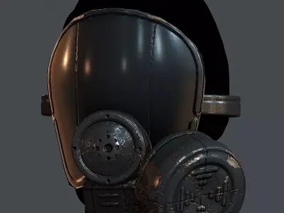 Gas mask helmet 3d model scifi Low-poly  Low-poly 3D model