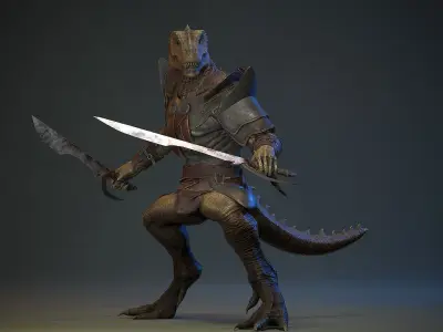 Dinosaur gladiator Low-poly 3D model