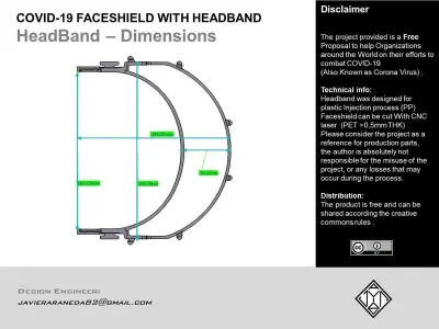 COVID-19 FACESHIELD with HEADBAND For PRODUCTION - FREE MODEL Free 3D print model