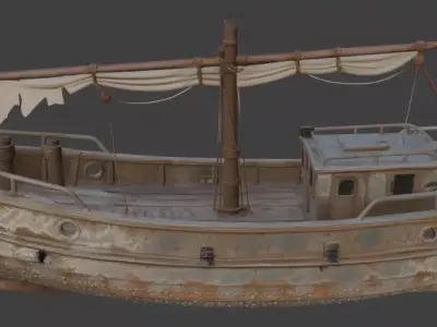 Old Weathered Scratched Fishing Boat 3D Model 3D model