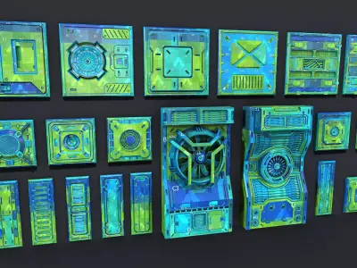 Sci-Fi Panels - Collection 4 - 20 pieces  Low-poly 3D model