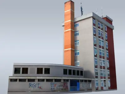 Communist administrative building Low-poly 3D model