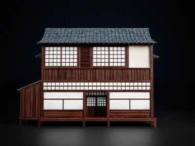 JAPAN TRADITIONAL BUILDING 001 Low-poly 3D model