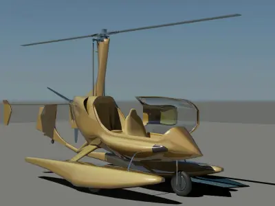 Hydroplane futuristic helicopter Low-poly 3D model