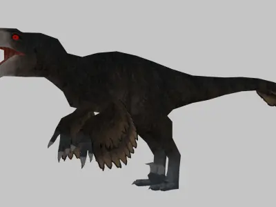 Utahraptor Low Poly Style PS1 PSX Low-poly 3D model