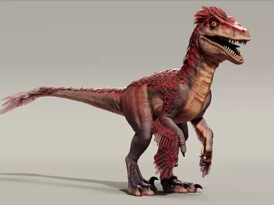 Feathered Raptor Rigged Blender Free 3D model