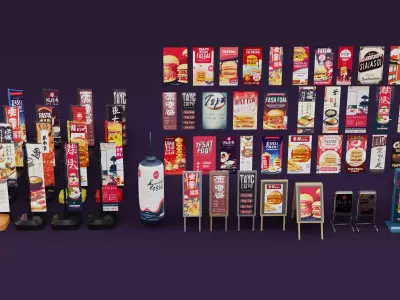 35 Japanese Style Restaurant Signs and Posters Texture