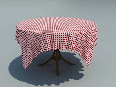 Table with simulated cloth 3D model