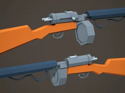 Stylized Hellriegel Machine Gun Low Poly Mobile Ready Low-poly 3D model