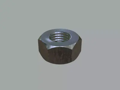 Steel Stained M6 Hex Nut with PBR 4K Textures 3D model