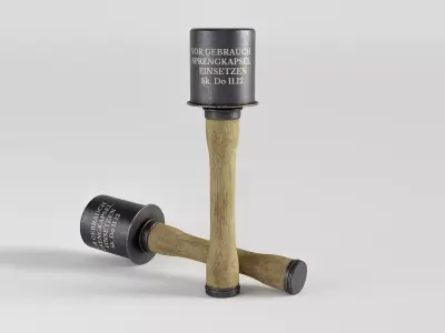 German Stick Grenade Stielhandgranate Low-poly 3D model